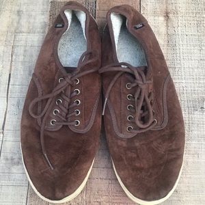Vans Brown Suede Leather Vintage Sherpa Lined Lace Sneakers Shoes Size 11.5